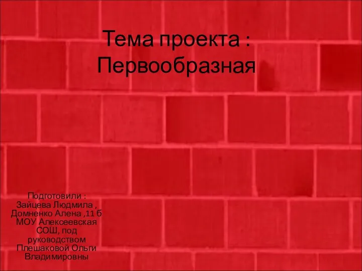 Тема проекта : Первообразная Подготовили : Зайцева Людмила , Домненко Алена