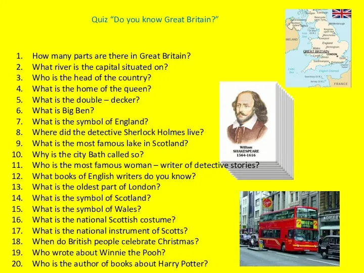 Quiz “Do you know Great Britain?” How many parts are there