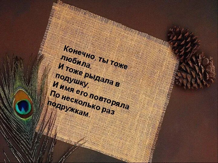 Конечно, ты тоже любила, И тоже рыдала в подушку, И имя