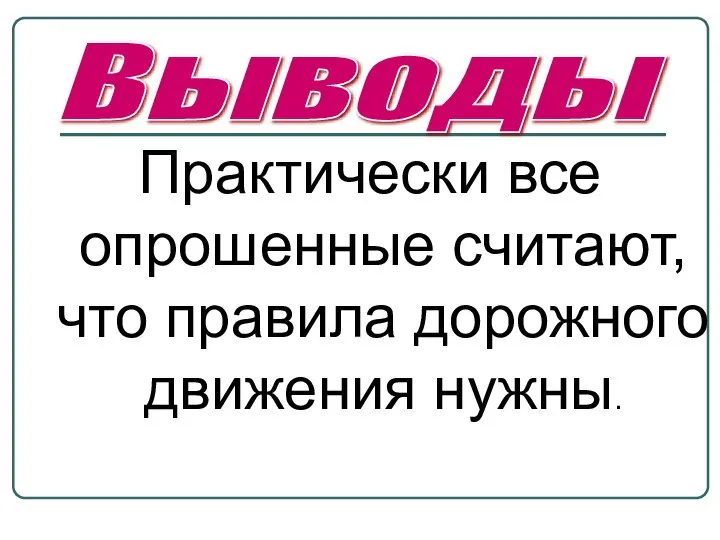 Практически все опрошенные считают, что правила дорожного движения нужны. Выводы