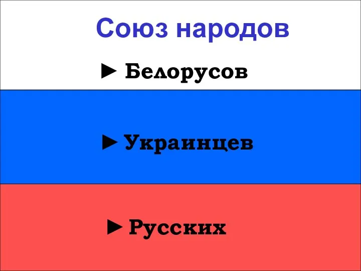 ► Украинцев ► Украинцев ► Русских ► Белорусов Союз народов