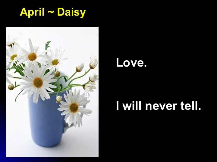 April ~ Daisy Love. I will never tell.