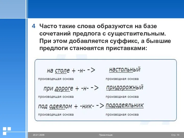 Часто такие слова образуются на базе сочетаний предлога с существительным. При