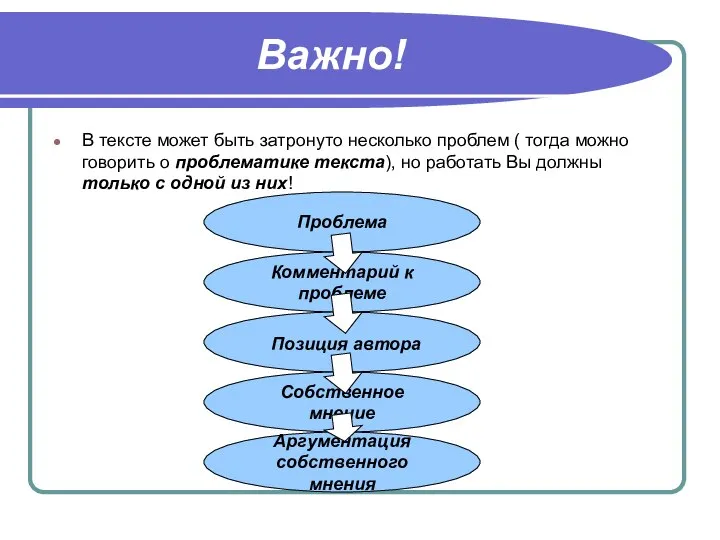 Важно! В тексте может быть затронуто несколько проблем ( тогда можно