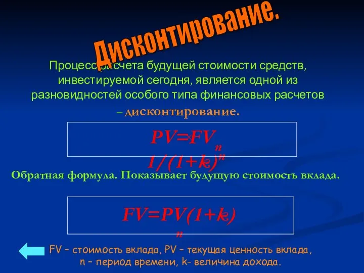 Процесс расчета будущей стоимости средств, инвестируемой сегодня, является одной из разновидностей