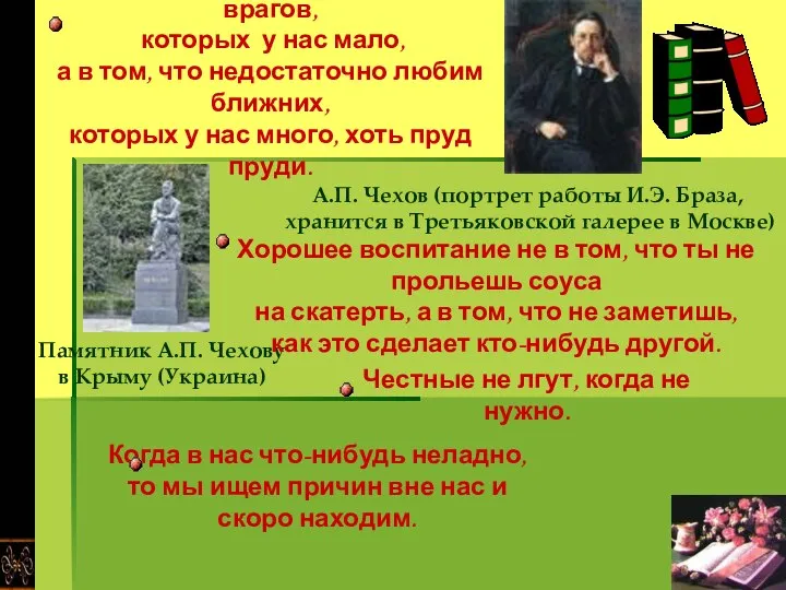 А.П. Чехов (портрет работы И.Э. Браза, хранится в Третьяковской галерее в