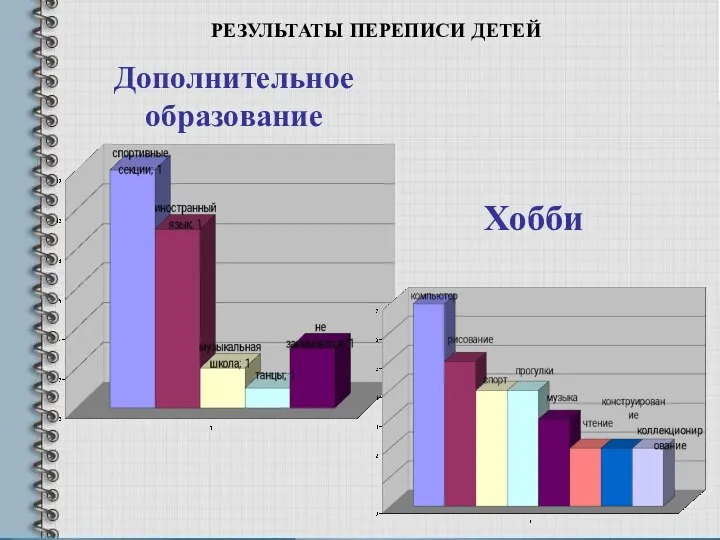 Дополнительное образование Хобби РЕЗУЛЬТАТЫ ПЕРЕПИСИ ДЕТЕЙ