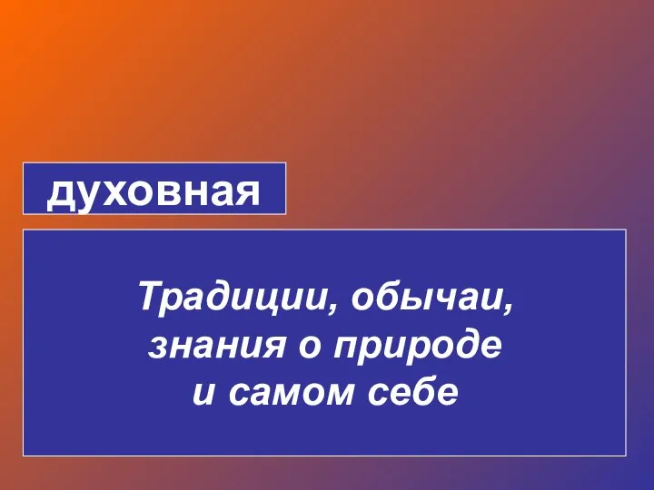 духовная Традиции, обычаи, знания о природе и самом себе