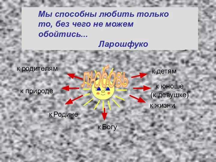 Определите, кто или что может быть предметом любви. к родителям к