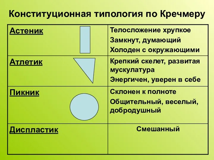 Конституционная типология по Кречмеру