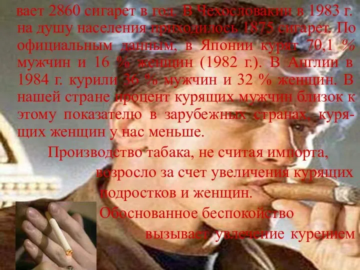 вает 2860 сигарет в год. В Чехословакии в 1983 г. на