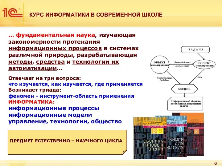 КУРС ИНФОРМАТИКИ В СОВРЕМЕННОЙ ШКОЛЕ ПРЕДМЕТ ЕСТЕСТВЕННО – НАУЧНОГО ЦИКЛА …