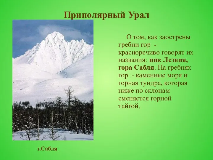 Приполярный Урал г.Сабля О том, как заострены гребни гор - красноречиво