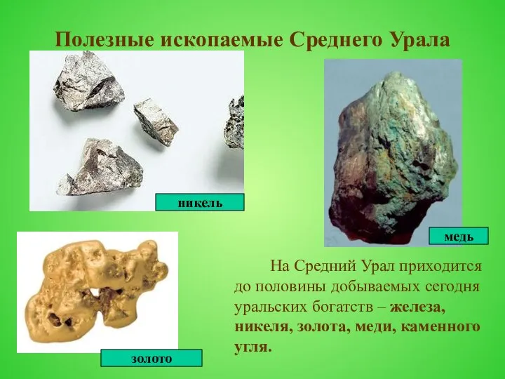Полезные ископаемые Среднего Урала На Средний Урал приходится до половины добываемых