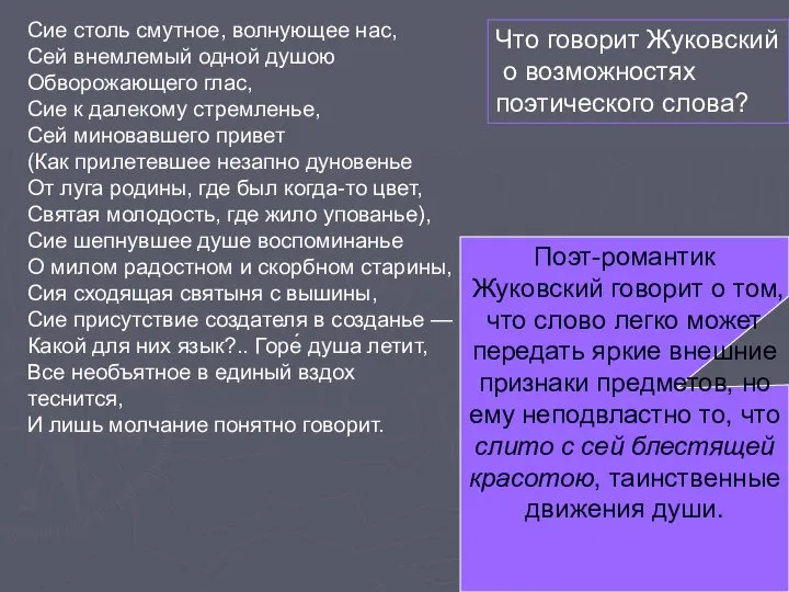 Сие столь смутное, волнующее нас, Сей внемлемый одной душою Обворожающего глас,