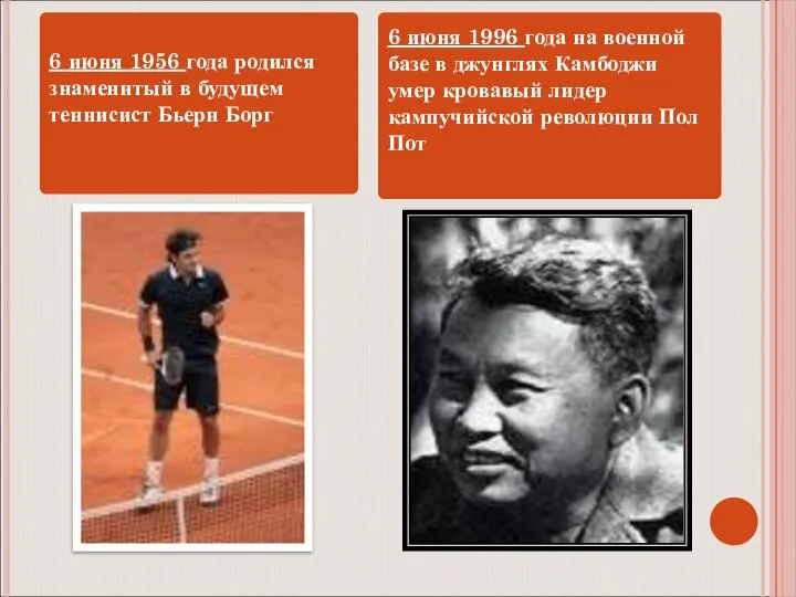 6 июня 1956 года родился знаменитый в будущем теннисист Бьерн Борг