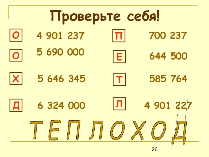 Проверьте себя! Т Е П Л О Х О Д 5 690 000 4 901 237