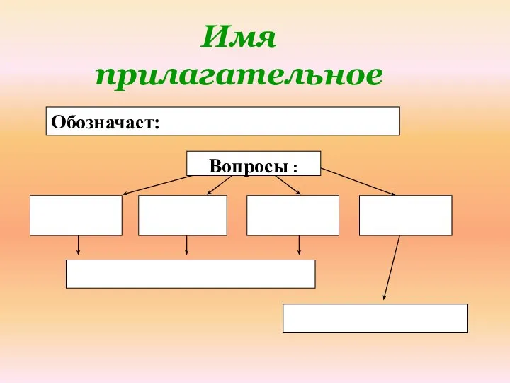 Имя прилагательное Вопросы : Обозначает: