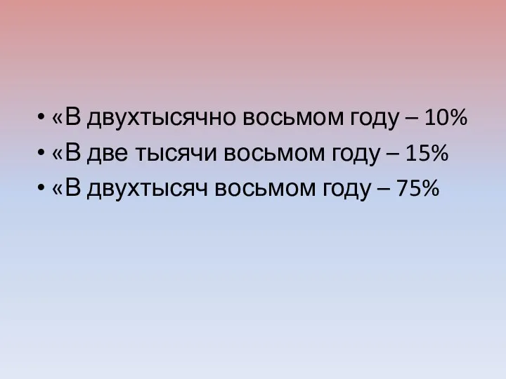 «В двухтысячно восьмом году – 10% «В две тысячи восьмом году