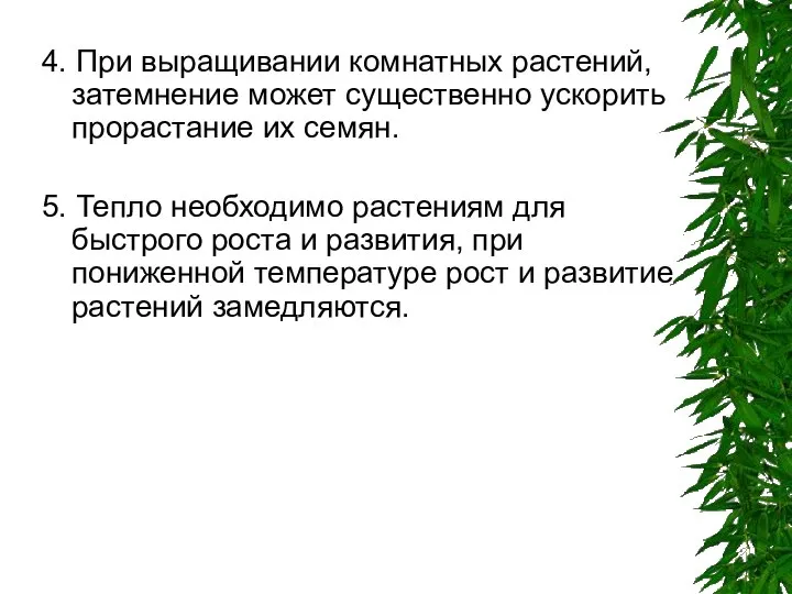 4. При выращивании комнатных растений, затемнение может существенно ускорить прорастание их