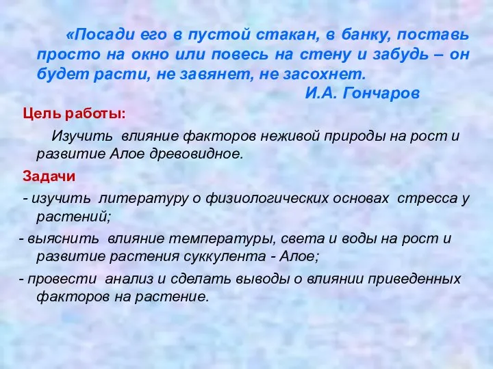 «Посади его в пустой стакан, в банку, поставь просто на окно