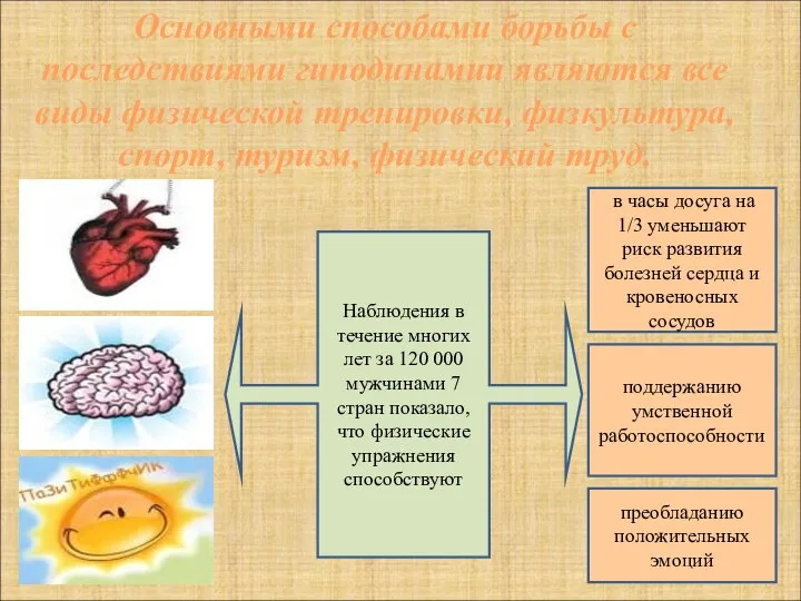 в часы досуга на 1/3 уменьшают риск развития болезней сердца и