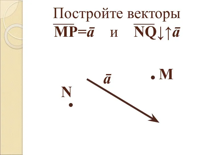 Постройте векторы МР=ā и NQ↓↑ā ā М N