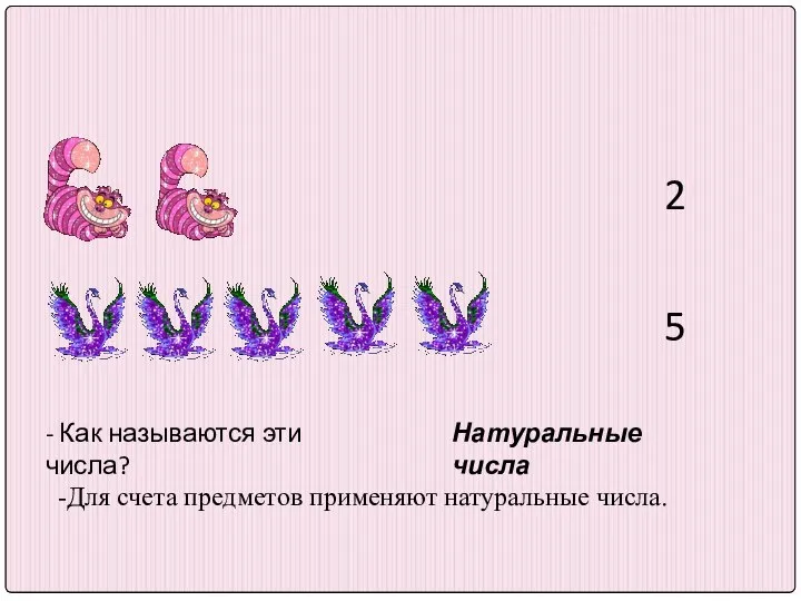 2 5 - Как называются эти числа? Натуральные числа -Для счета предметов применяют натуральные числа.