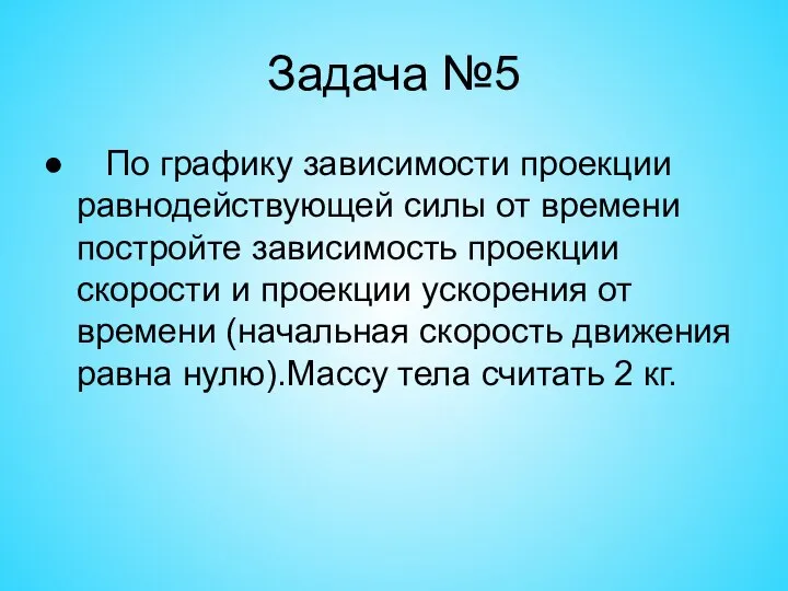 По графику зависимости проекции равнодействующей силы от времени постройте зависимость проекции