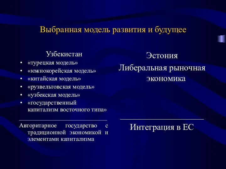 Выбранная модель развития и будущее Узбекистан «турецкая модель» «южнокорейская модель» «китайская