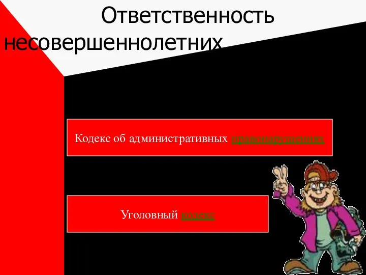 Ответственность несовершеннолетних Кодекс об административных правонарушениях Уголовный кодекс