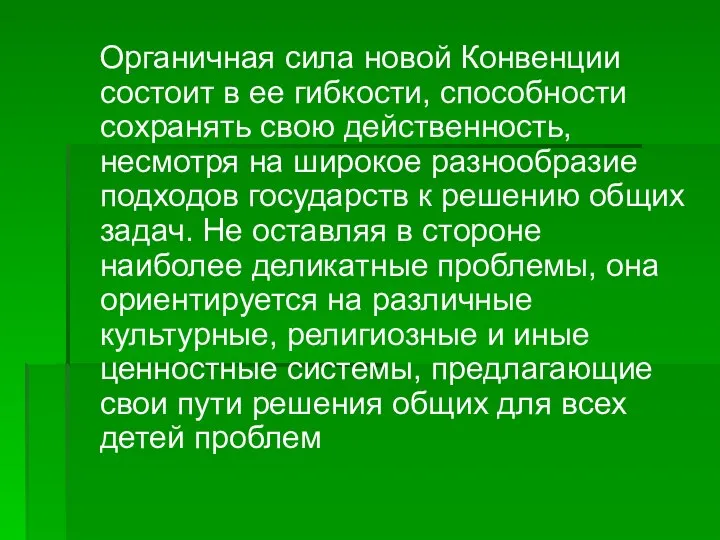 Органичная сила новой Конвенции состоит в ее гибкости, способности сохранять свою