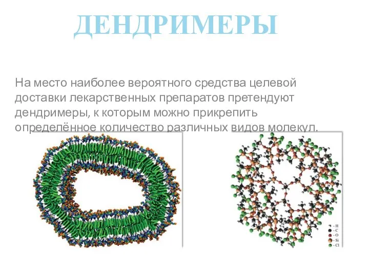 Дендримеры На место наиболее вероятного средства целевой доставки лекарственных препаратов претендуют