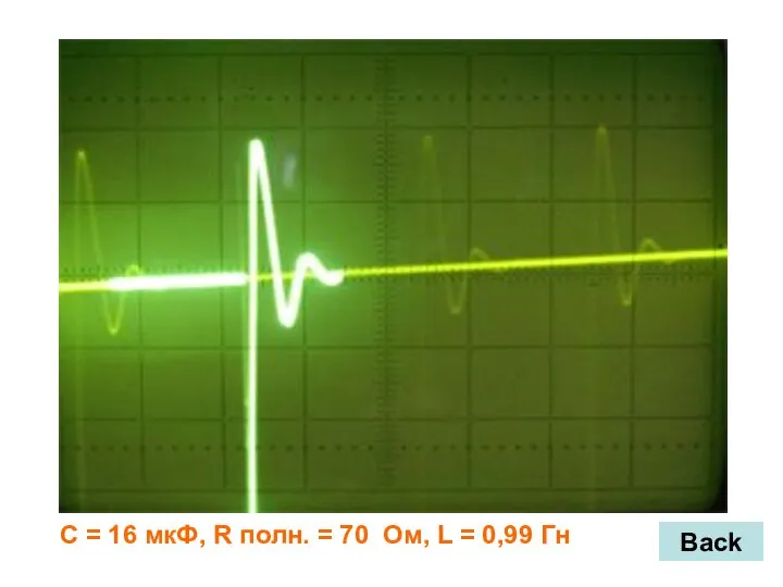 Back С = 16 мкФ, R полн. = 70 Ом, L = 0,99 Гн