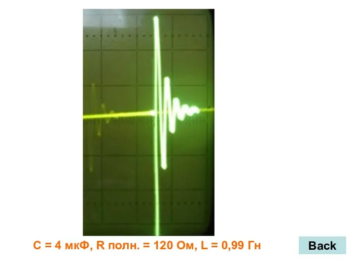 Back С = 4 мкФ, R полн. = 120 Ом, L = 0,99 Гн