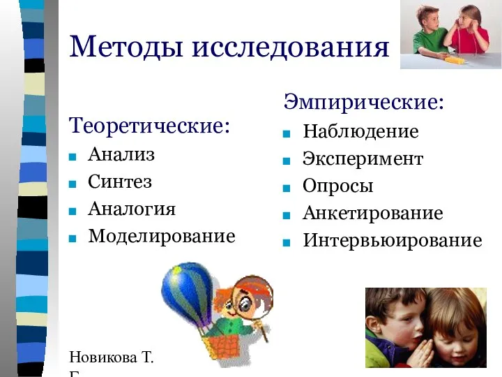 Новикова Т.Г., Прутченков А.С. Методы исследования Теоретические: Анализ Синтез Аналогия Моделирование