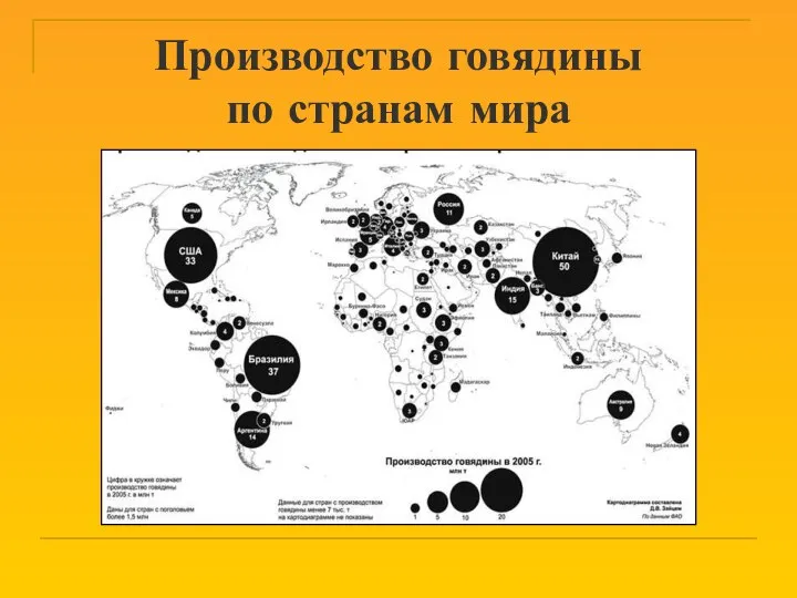 Производство говядины по странам мира