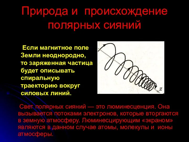 Природа и происхождение полярных сияний Если магнитное поле Земли неоднородно, то