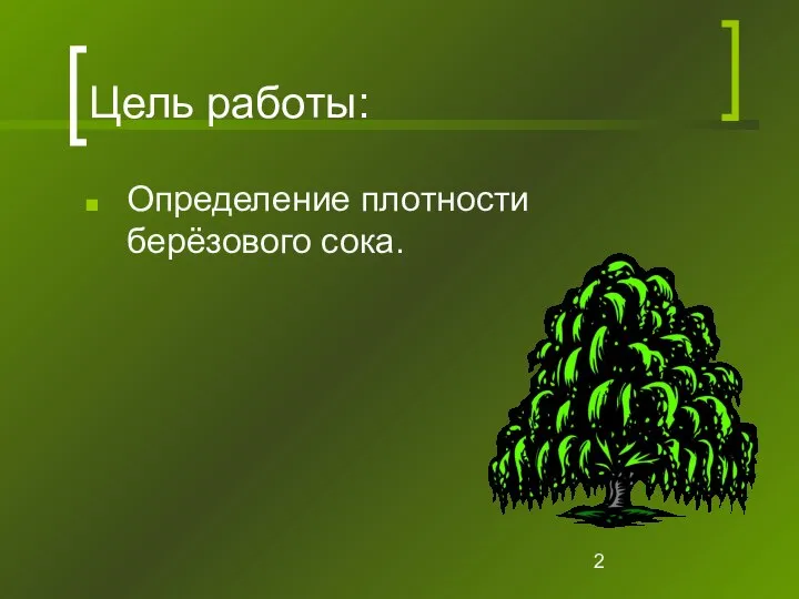 Цель работы: Определение плотности берёзового сока.