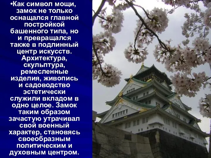 Как символ мощи, замок не только оснащался главной постройкой башенного типа,