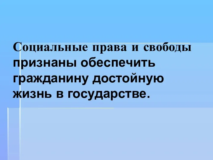 Социальные права и свободы признаны обеспечить гражданину достойную жизнь в государстве.