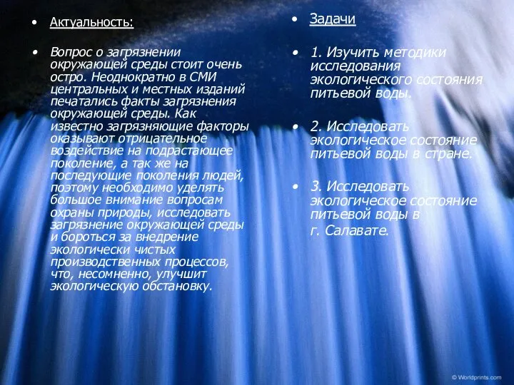 Актуальность: Вопрос о загрязнении окружающей среды стоит очень остро. Неоднократно в