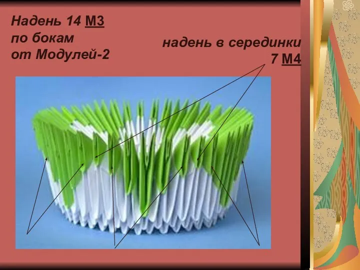 Надень 14 М3 по бокам от Модулей-2 надень в серединки 7 М4