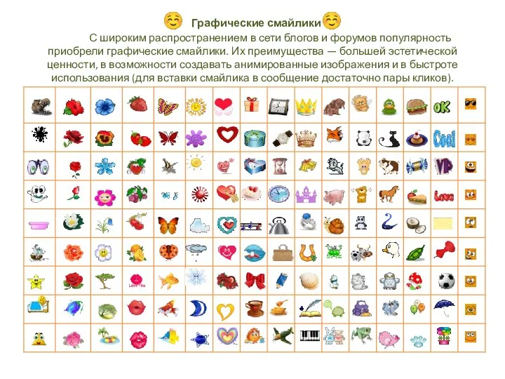 ☺ Графические смайлики☺ С широким распространением в сети блогов и форумов