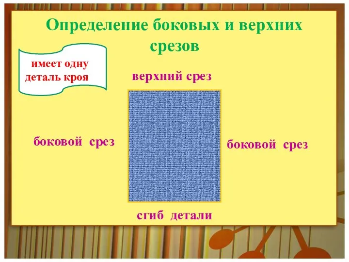 Определение боковых и верхних срезов верхний срез боковой срез боковой срез