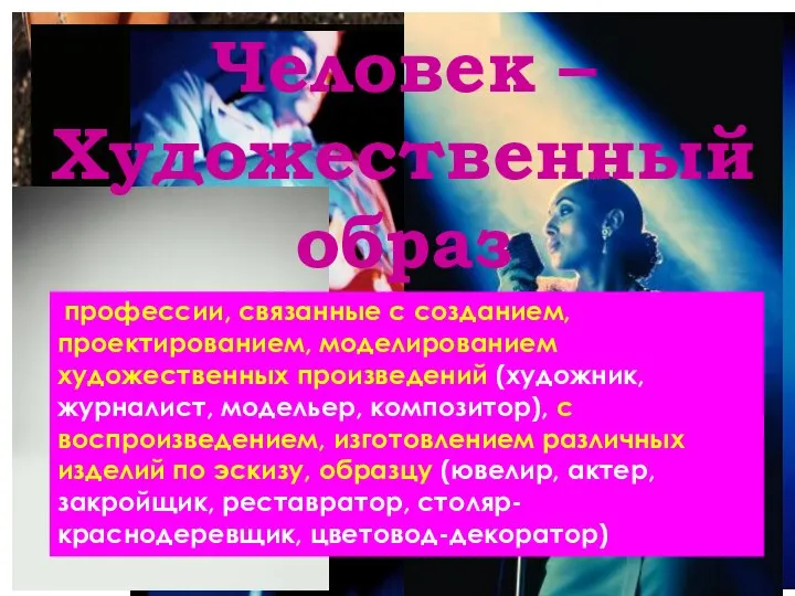 Человек – Художественный образ профессии, связанные с созданием, проектированием, моделированием художественных