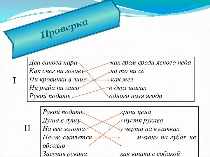 Проверка I II