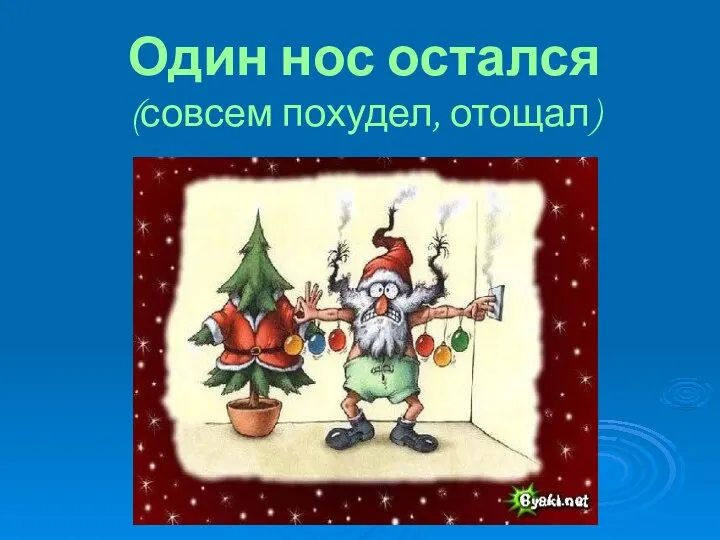 Один нос остался (совсем похудел, отощал)