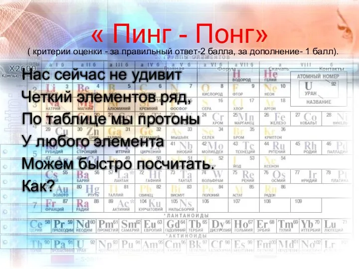 « Пинг - Понг» Нас сейчас не удивит Четкий элементов ряд,