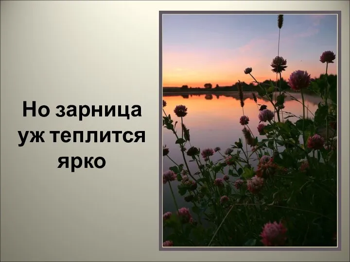 Но зарница уж теплится ярко